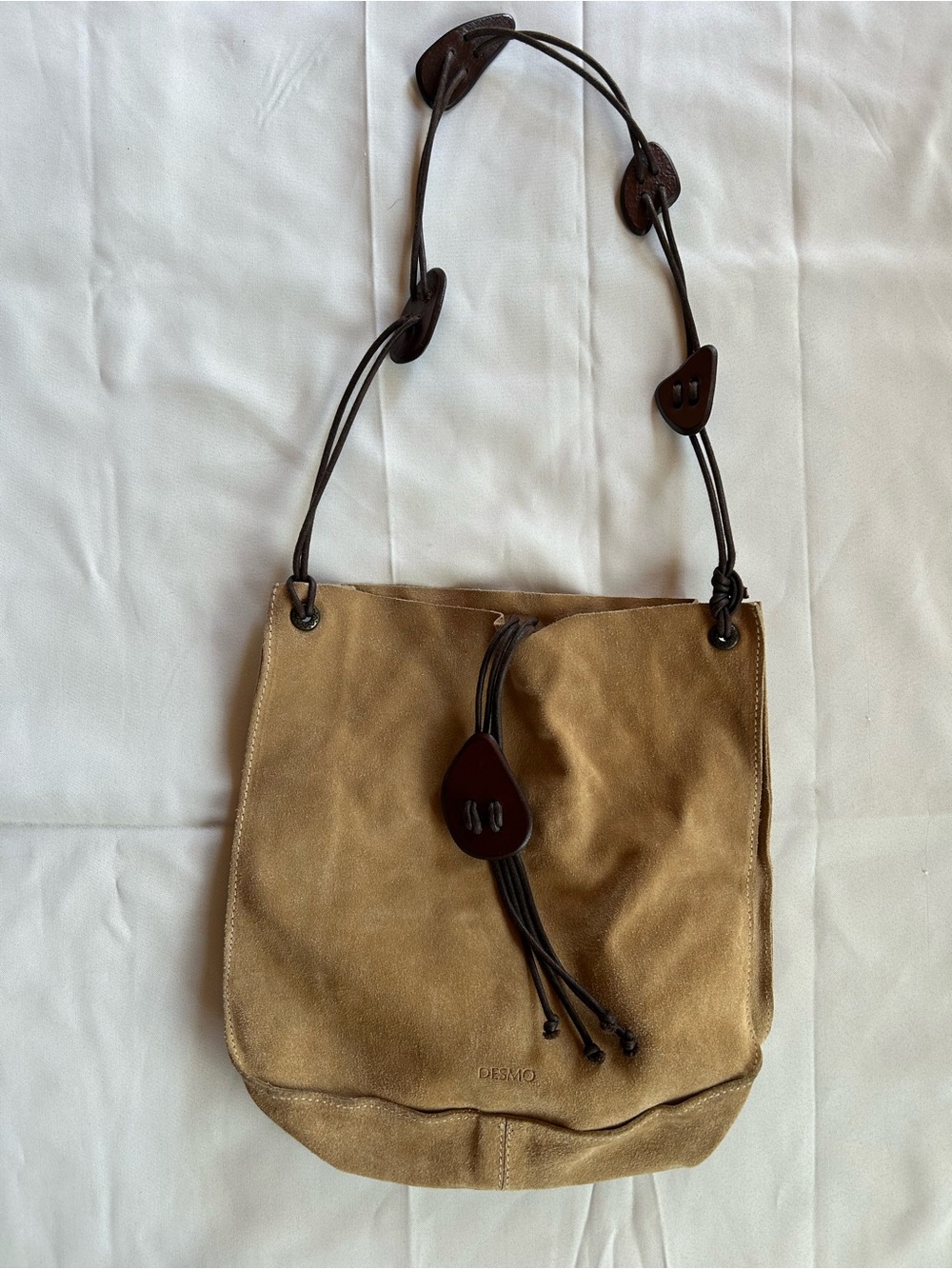 Genuine Suede DESMO Shoulder Purse in Tan